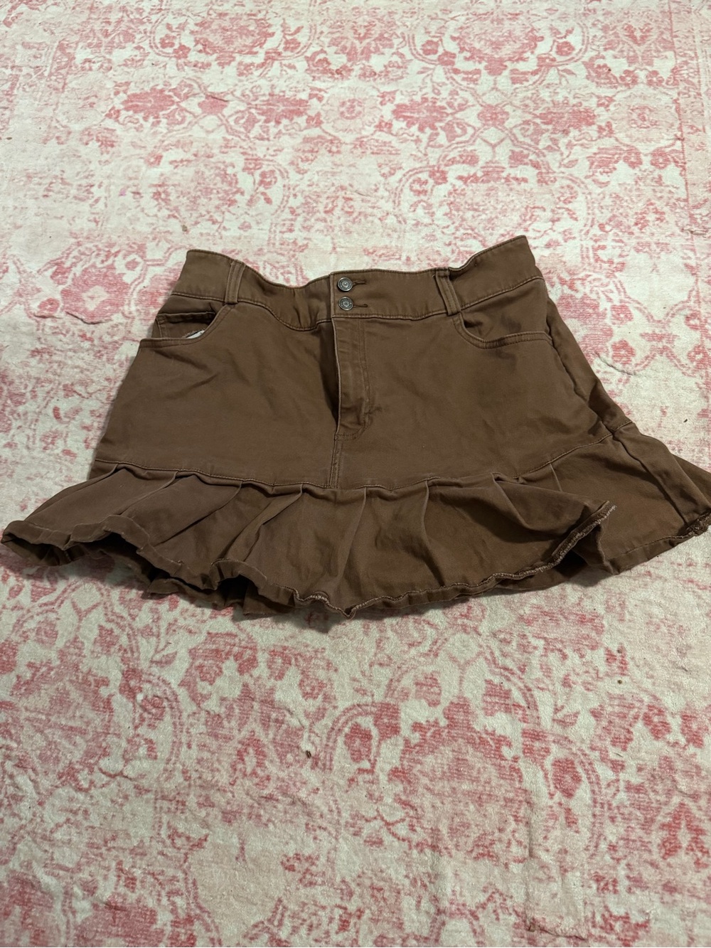 Hollister Brown Mini Skirt with Ruffle Hem